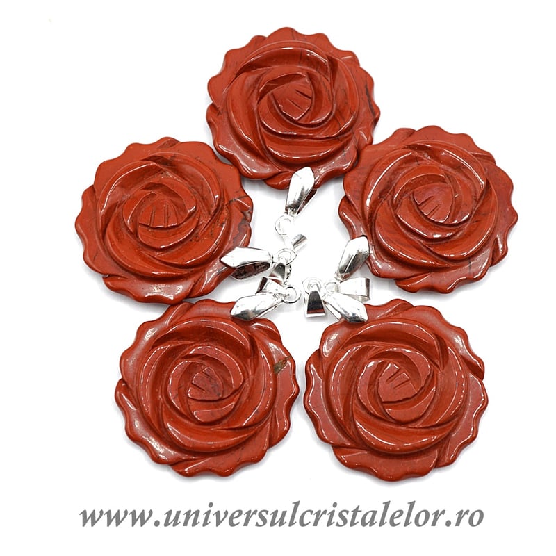 Pandantiv jasp rosu floare