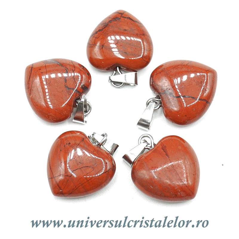 Pandantiv jasp rosu inimioara
