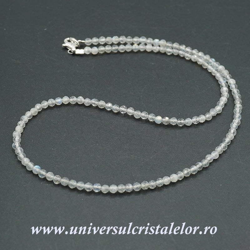 Colier labradorit rotund fatetat - 3,5 mm