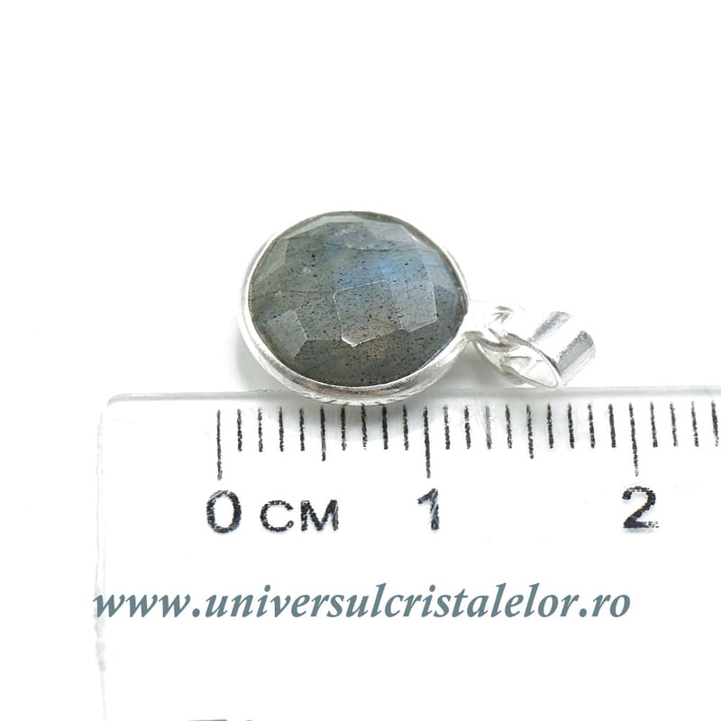 Pandantiv labradorit rotund fatetat -11mm