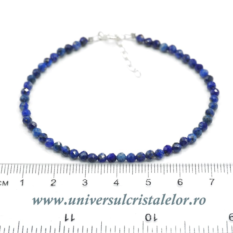 Bratara lapis lazuli rotund fatetat - 3,4mm