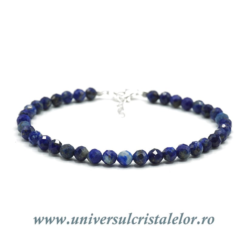 Bratara lapis lazuli rotund fatetat - 4,7 mm