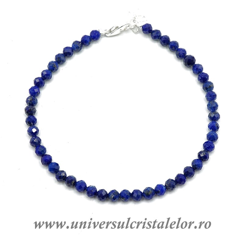 Bratara lapis lazuli rotund fatetat - 3.8 mm