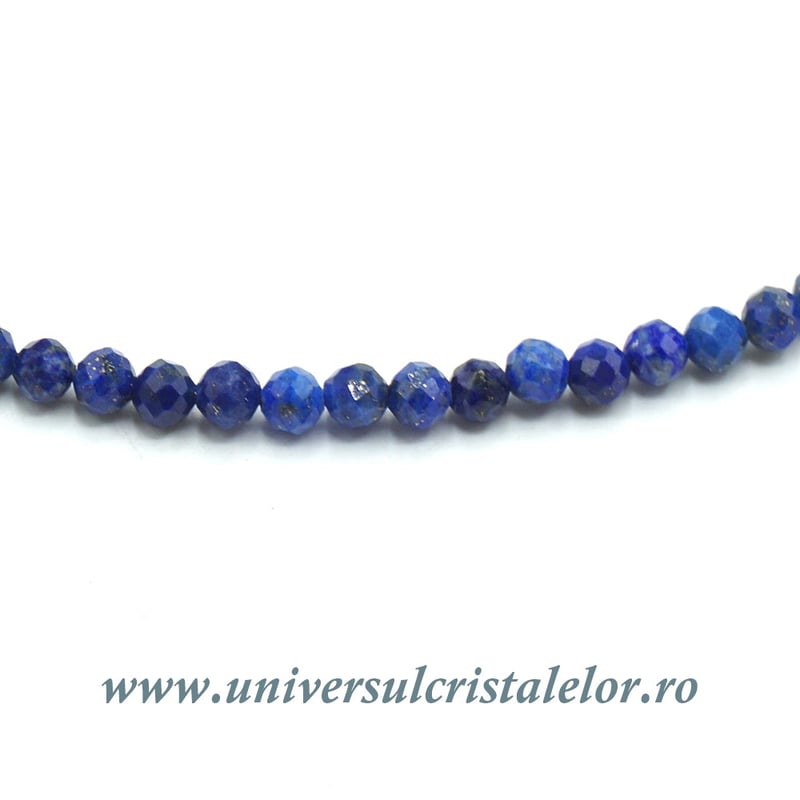 Colier lapis lazuli rotund fatetat - 3,4mm