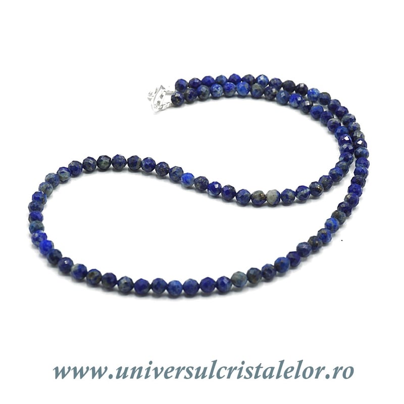 Colier lapis lazuli rotund fatetat - 4,7 mm