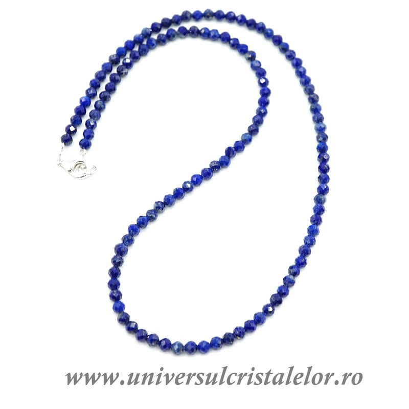 Colier lapis lazuli rotund fatetat - 3.8 mm