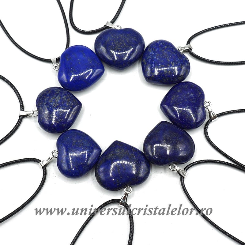 Pandantiv lapis lazuli inima cu snur si cutie