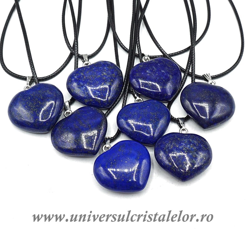 Pandantiv lapis lazuli inima cu snur si cutie