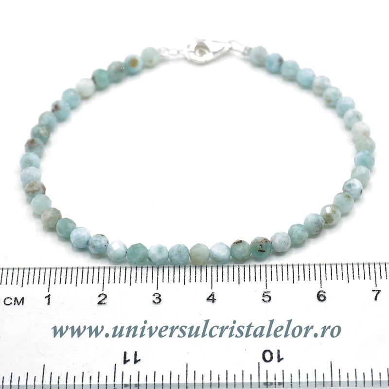Bratara larimar rotund fatetat - 4mm