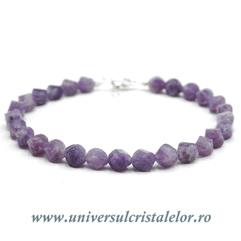 Bratara lepidolit fatetat - 5 mm