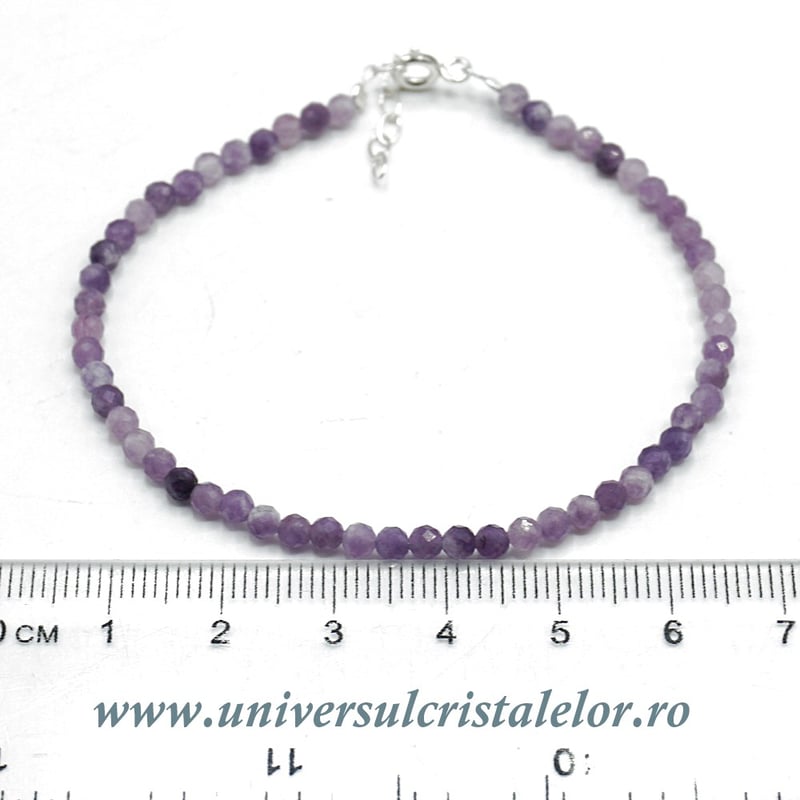Bratara lepidolit rotund fatetat - 3,2 mm
