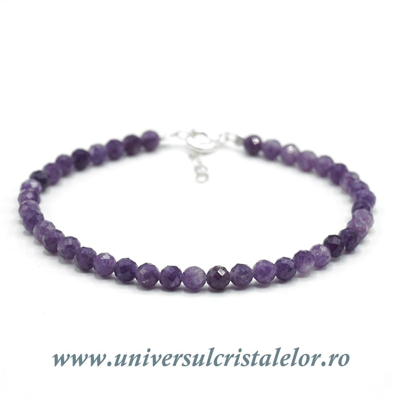 Bratara lepidolit rotund fatetat - 4,2 mm