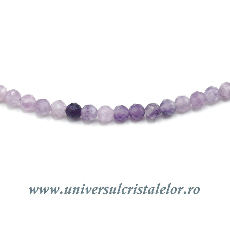 Colier lepidolit rotund fatetat - 3 mm