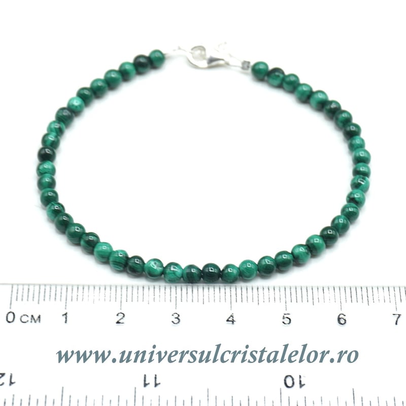 Bratara malachit rotund slefuit- 4 mm