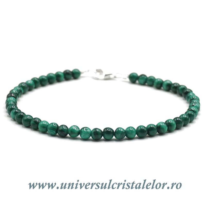 Bratara malachit rotund slefuit- 4 mm