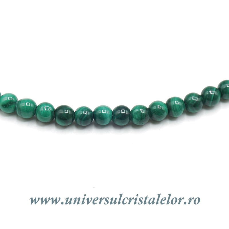 Colier malachit rotund slefuit - 4mm