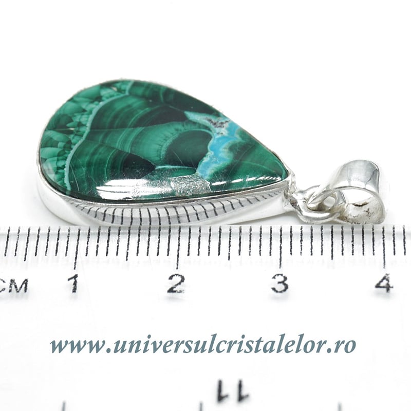 Pandantiv malachit cu crisocola unicat m03