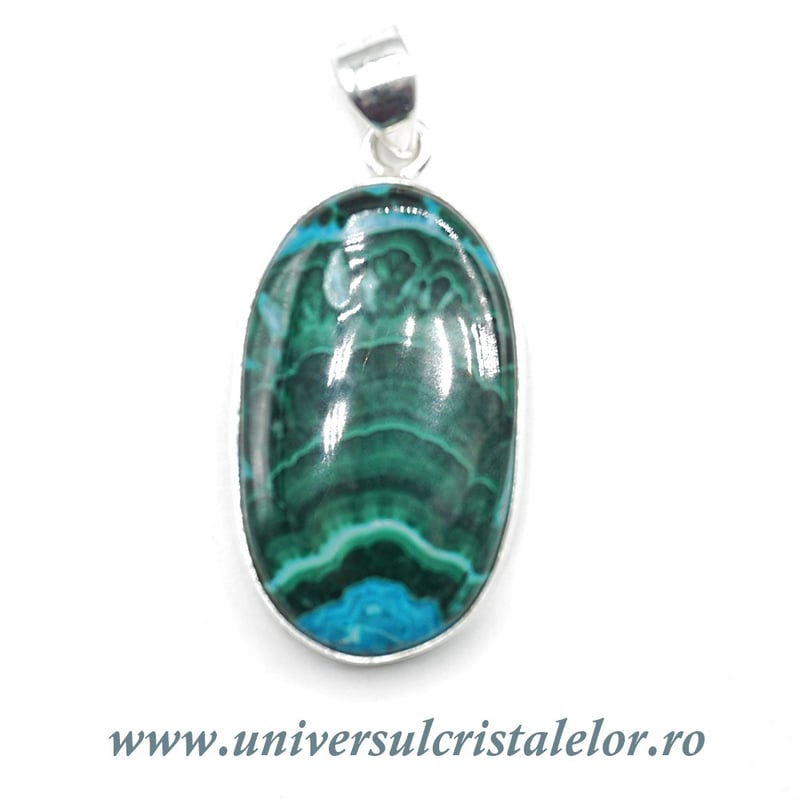 Pandantiv malachit cu crisocola unicat m01