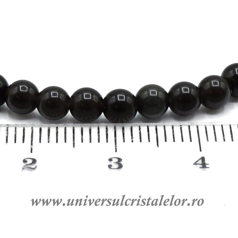 Bratara obsidian auriu rotund - 4 mm