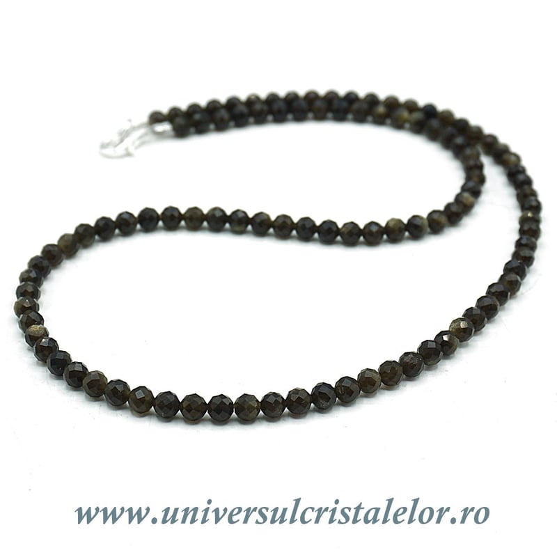 Colier obsidian auriu