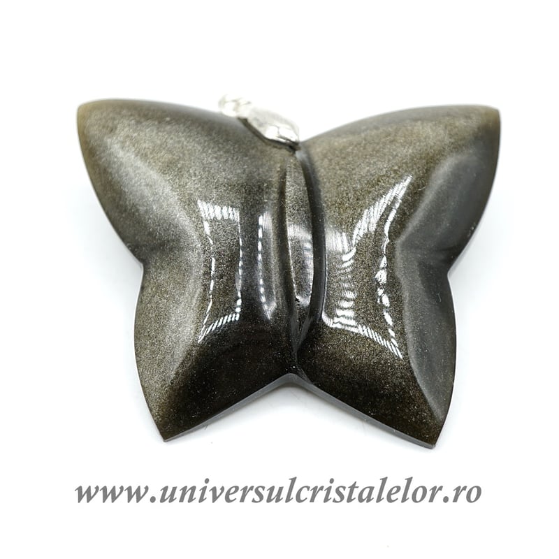 Pandantiv obsidian auriu fluture