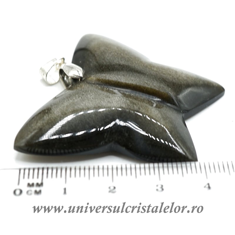 Pandantiv obsidian auriu fluture