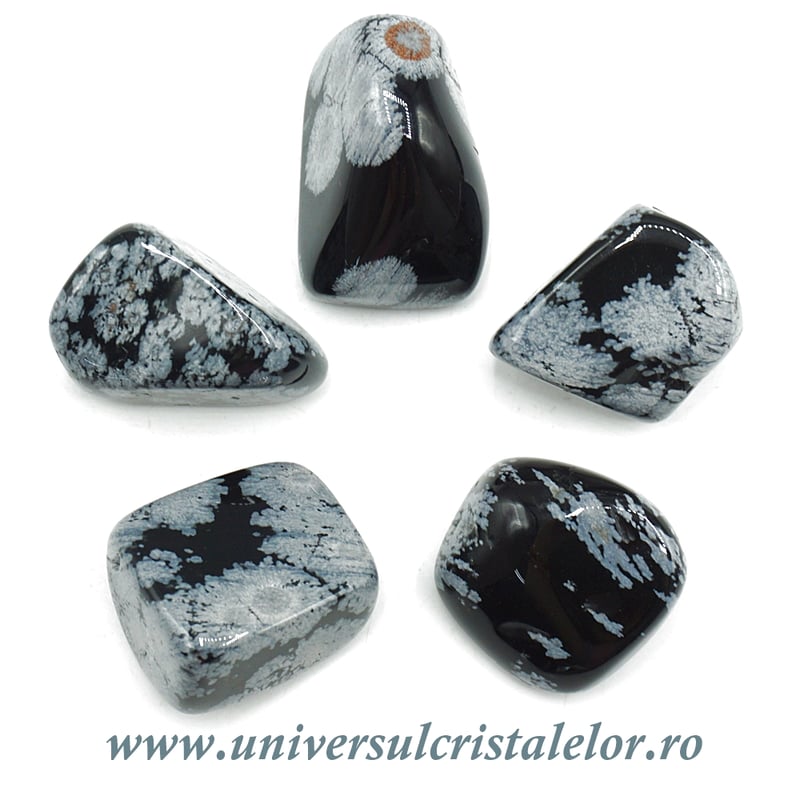 Obsidian fulg de nea piatra rulata