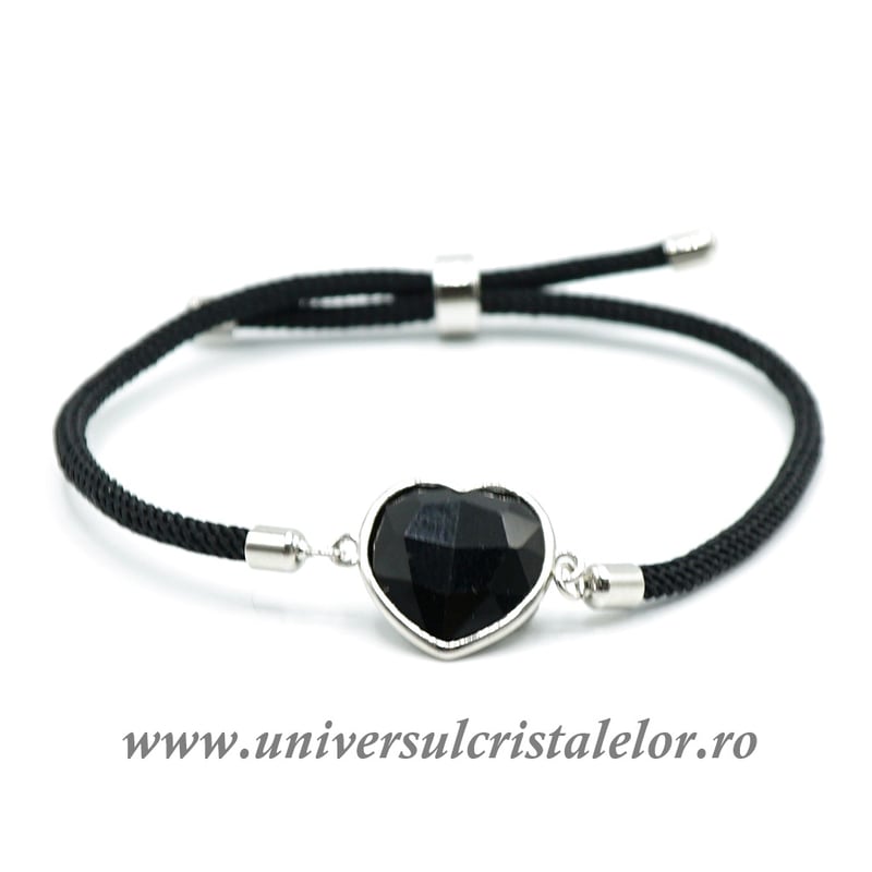 Bratara obsidian negru inima reglabila