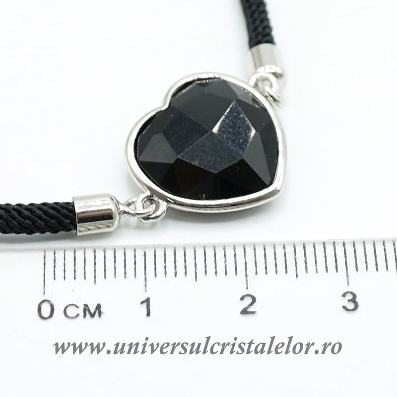 Bratara obsidian negru inima reglabila