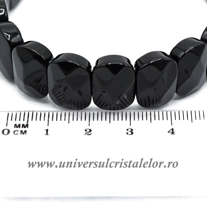 Bratara obsidian negru fatetat
