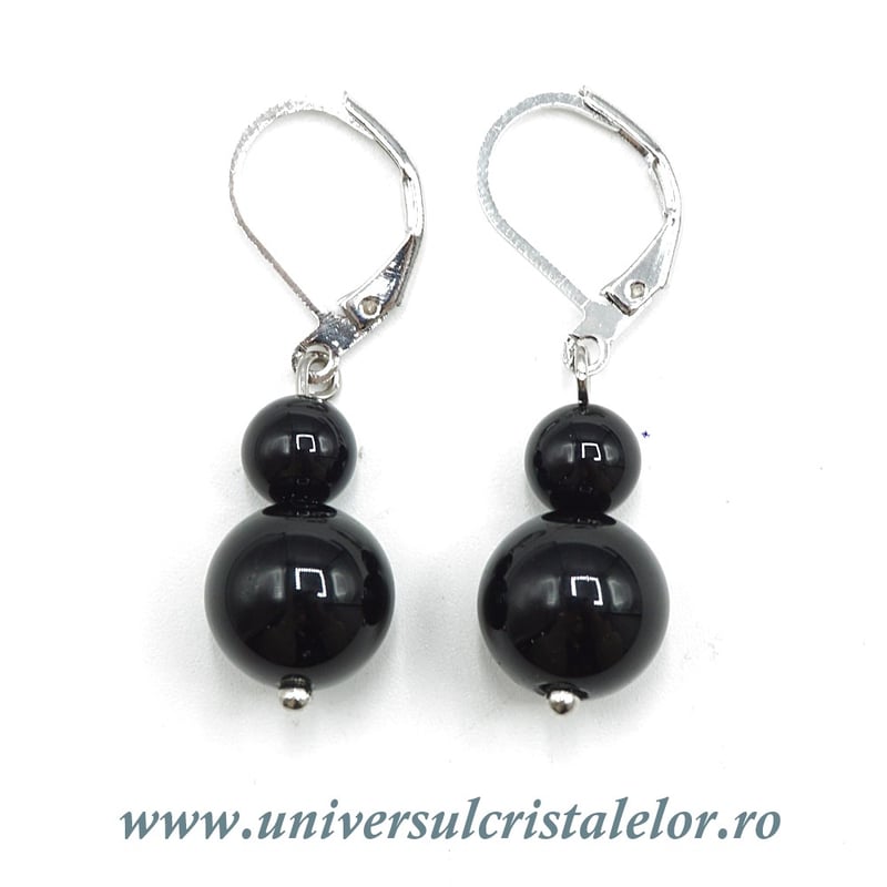 Cercei obsidian negru rotund-10mm m03