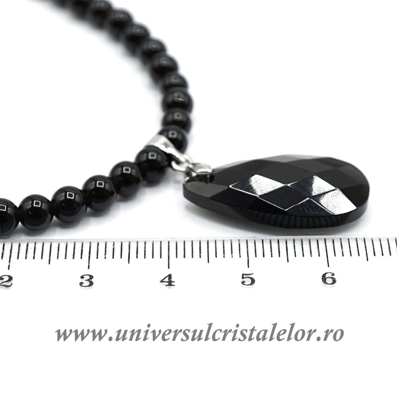 Colier cu pandantiv obsidian negru lacrima