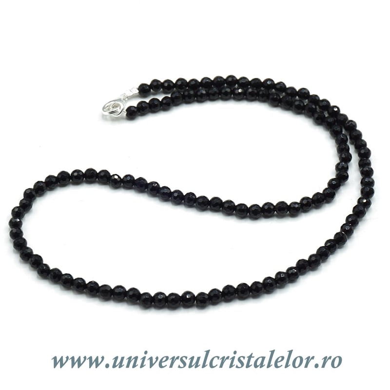 Colier obsidian negru rotund fatetat - 4,2 mm