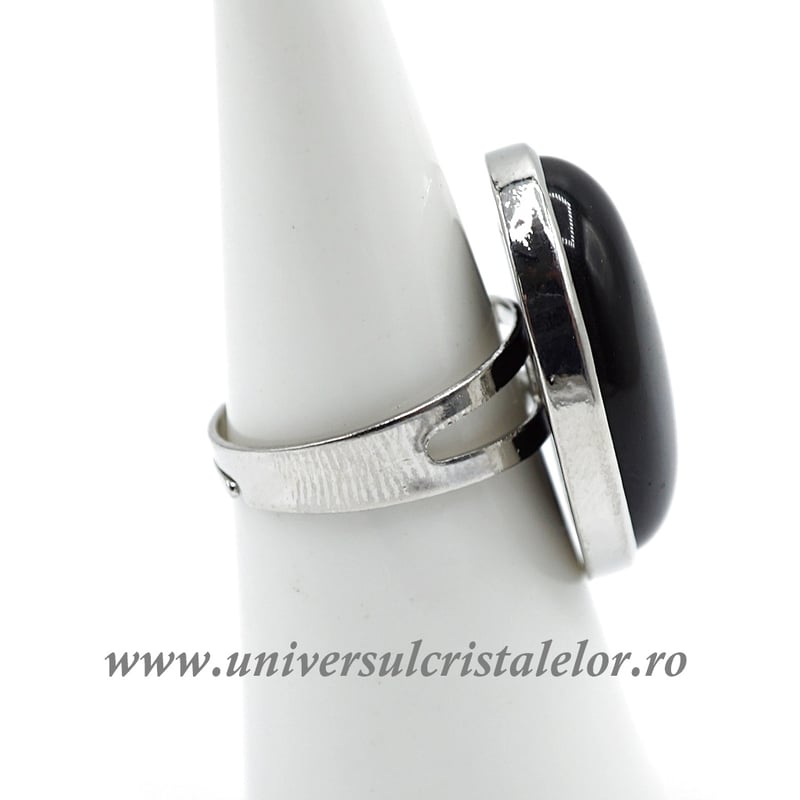 Inel obsidian negru oval reglabil m5