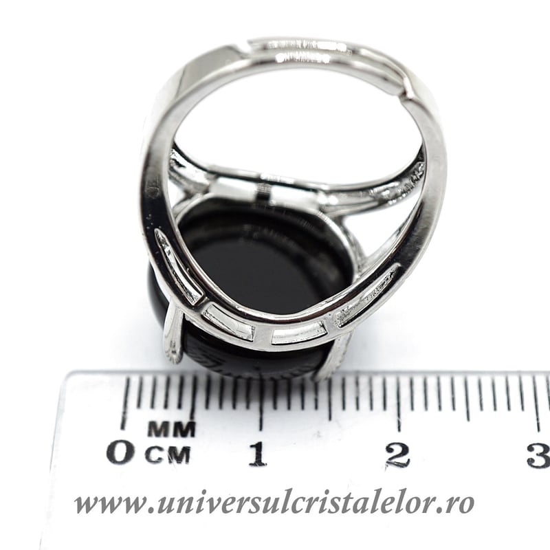 Inel obsidian negru rotund reglabil m6