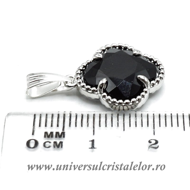 Pandantiv obsidian negru trifoi