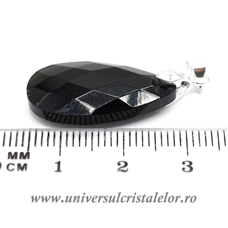 Pandantiv obsidian negru lacrima fatetat m2