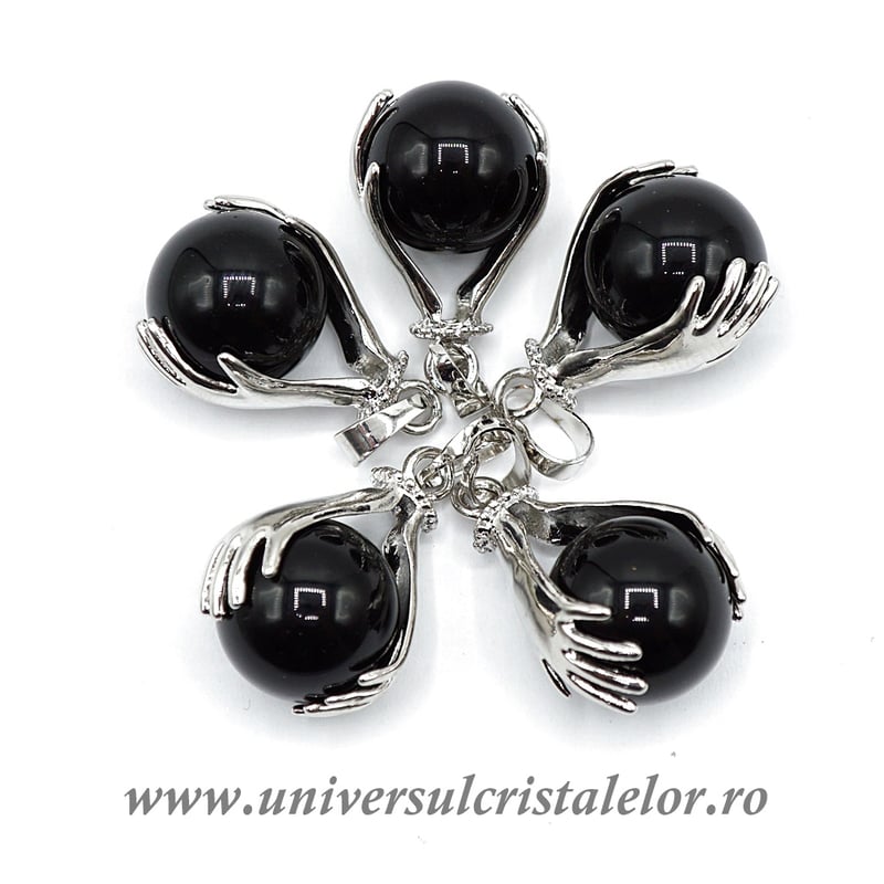 Pandantiv obsidian negru sfera m1