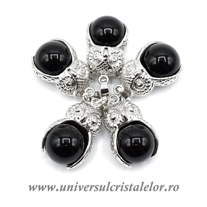 Pandantiv obsidian negru sfera m2