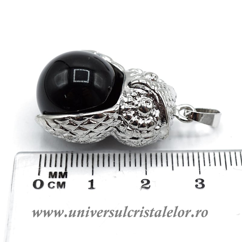 Pandantiv obsidian negru sfera m2