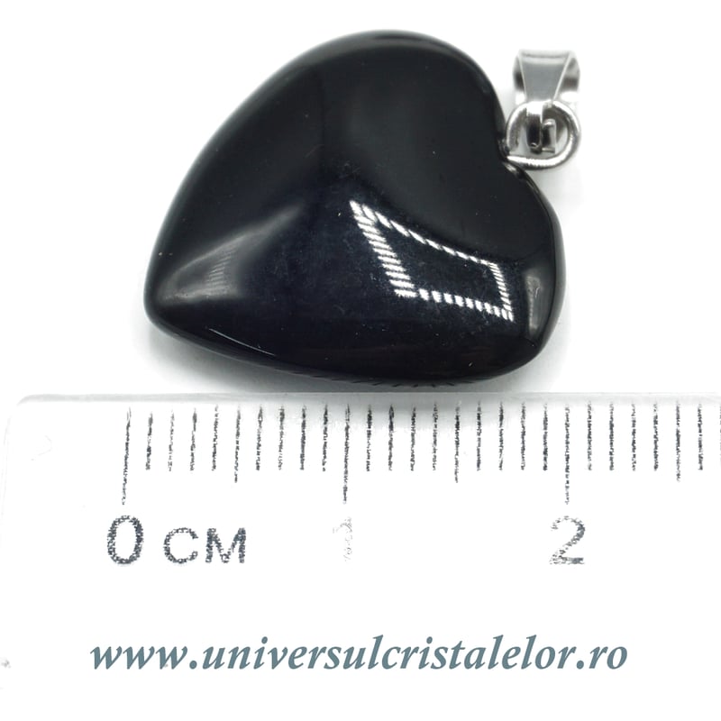 Pandantiv obsidian negru inima