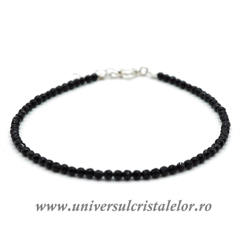 Bratara onix negru rotund fatetat - 3.4 mm