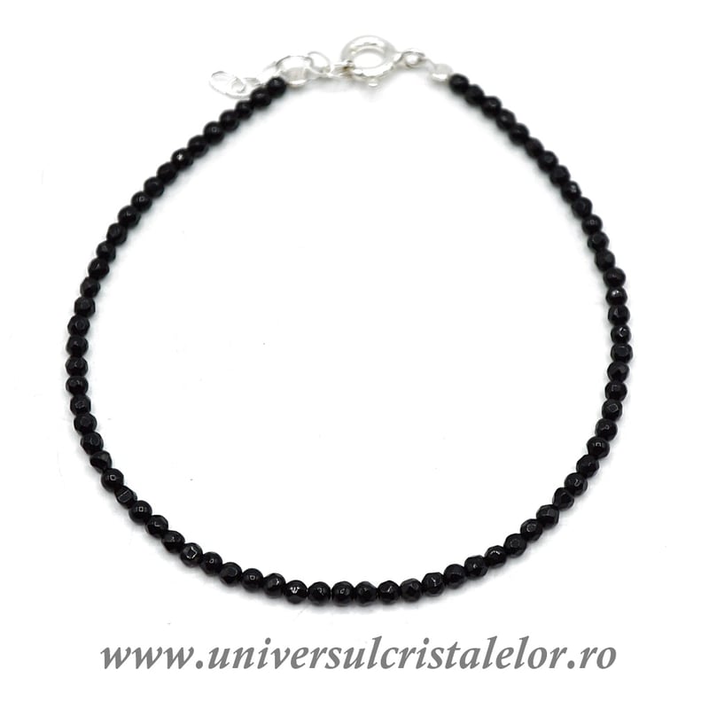 Bratara onix negru rotund fatetat - 3.4 mm