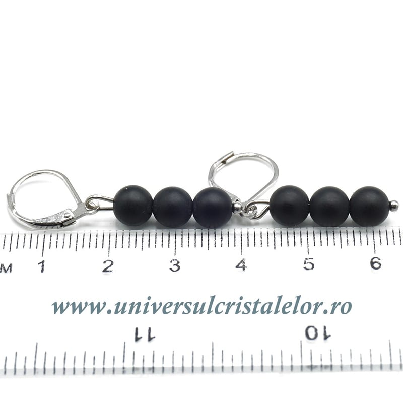 Cercei onix negru rotund - 6 mm