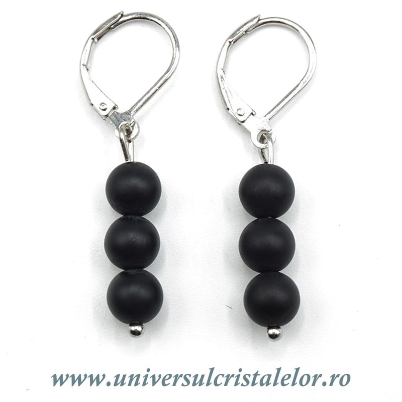 Cercei onix negru rotund - 6 mm