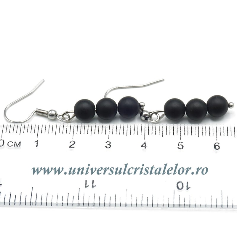 Cercei onix negru rotund - 6 mm