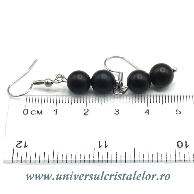 Cercei onix negru rotund - 8 mm