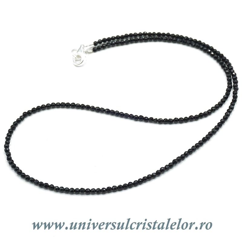 Colier onix negru rotund fatetat - 2,3 mm