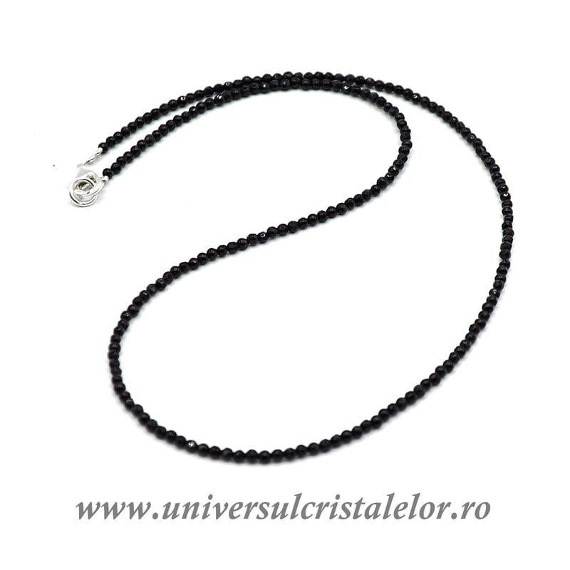 Colier onix negru rotund fatetat - 2,5 mm