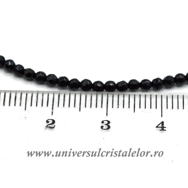 Colier onix negru rotund fatetat - 2,5 mm